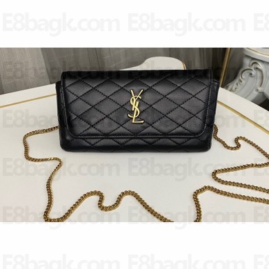 Saint Laurent gaby phone holder Bag in quilted leather 742579 Black/Gold