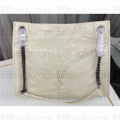 Saint Laurent Niki Shopping Bag in Vintage Leather 577999 White