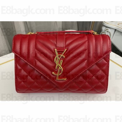 Saint Laurent small envelope Bag in quilted grain de poudre embossed leather 600195 Red