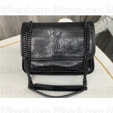 Saint Laurent niki baby Bag in crocodile-embossed leather 633151 Black