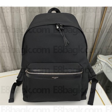 Saint Laurent city backpack Bag in canvas, nylon and leather 534967 Black/Silver