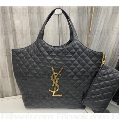 Saint Laurent icare maxi shopping bag in quilted lambskin 698651 Black