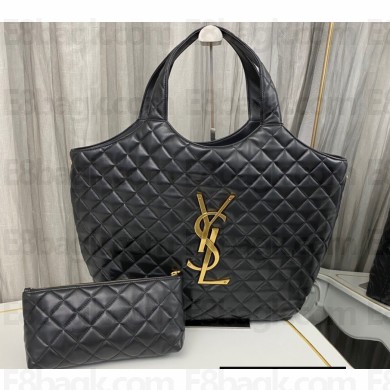 Saint Laurent icare maxi shopping bag in quilted lambskin 698652 Black