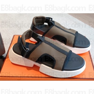 Hermes Gate Women/Men Sandals in technical jersey and calfskin 05 2023