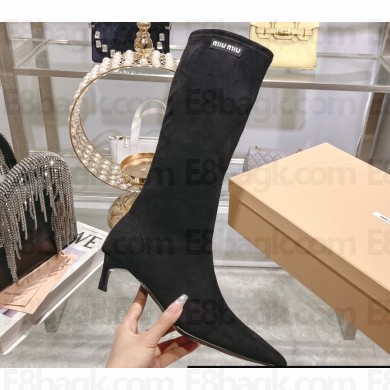 Miu Miu Heel 4cm Stretch leather boots Suede Black 2023