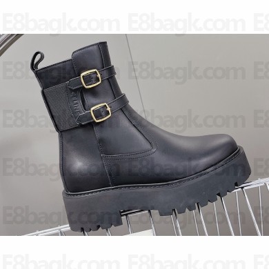 Celine Bulky Buckled Medium Boots In Calfskin Black 2023