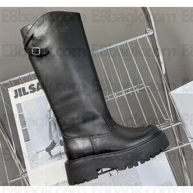 Celine Bulky Buckled High Boots In Calfskin Black 2023