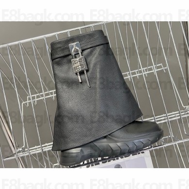 Givenchy Shark Lock Biker ankle boots in grained leather Black 2023
