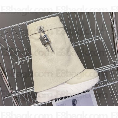 Givenchy Shark Lock Biker ankle boots in grained leather Beige 2023