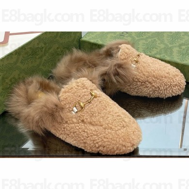 Gucci Princetown Fur Shearling Lamb Slippers Beige 2023