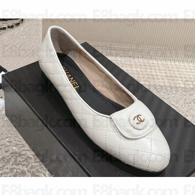 Chanel Quilting Lambskin Ballet flats G45047 White 01 2023