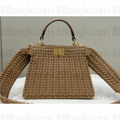Fendi Peekaboo Iseeu Petite Bag in interlace leather Brown 2023
