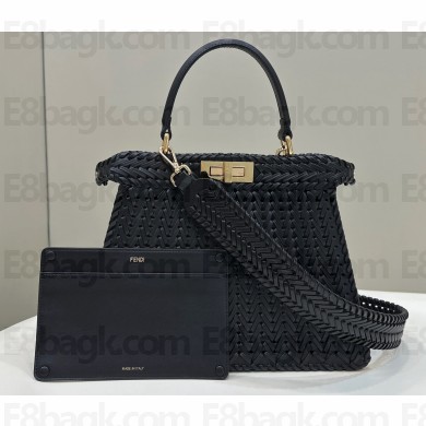 Fendi Peekaboo Iseeu Medium Bag in interlace leather Black 2023