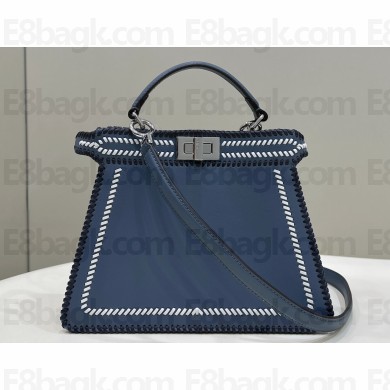 Fendi Peekaboo Iseeu Small Bag  in White and blue woven leather 2023