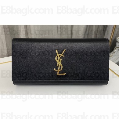 Saint Laurent kate clutch in grain de poudre embossed leather 326079 Black