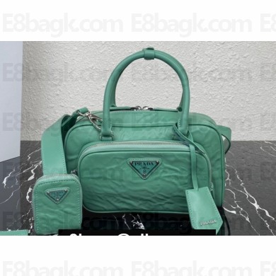 Prada Antique nappa leather multi-pocket top-handle bag 1bb099 Green 2023