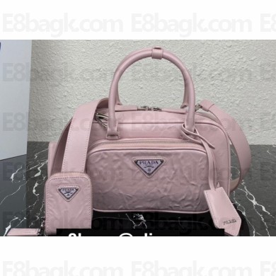 Prada Antique nappa leather multi-pocket top-handle bag 1bb099 Pink 2023
