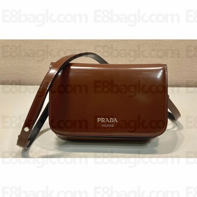 Prada Brushed leather mini-bag with shoulder strap 2VD061 Brown 2023