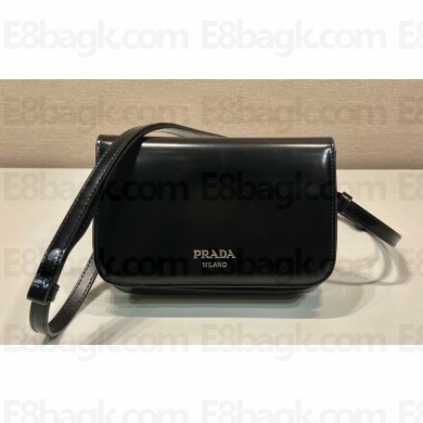 Prada Brushed leather mini-bag with shoulder strap 2VD061 Black 2023