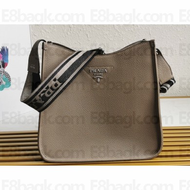 Prada Leather hobo bag 1BC073 Gray 2023