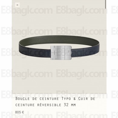 Hermes Typo belt buckle & Reversible leather strap 32 mm 08 2023