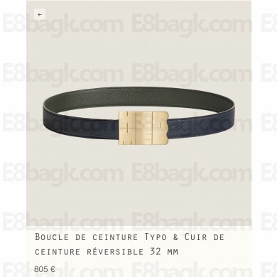 Hermes Typo belt buckle & Reversible leather strap 32 mm 09 2023