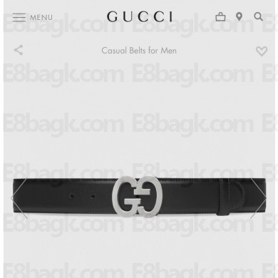 Gucci Width 4cm GG buckle wide belt 745826 Black/Silver 2023