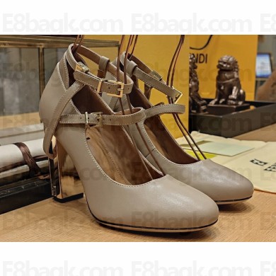 Fendi Heel 10cm Delfina leather high-heeled court pumps Camel 2023