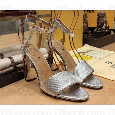 Fendi Heel 10cm Delfina leather high-heeled Sandals karung Silver 2023
