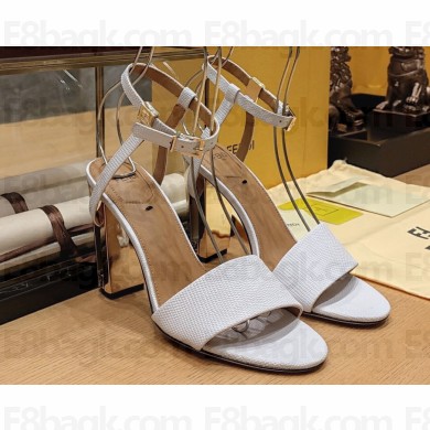 Fendi Heel 10cm Delfina leather high-heeled Sandals karung White 2023