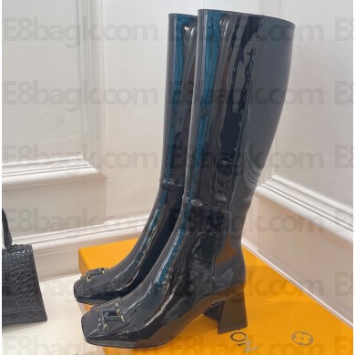 Louis Vuitton Heel 5.5cm Shake High Boots Patent Black 2023
