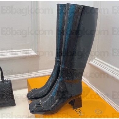 Louis Vuitton Heel 5.5cm Shake High Boots Python Pattern Black 2023