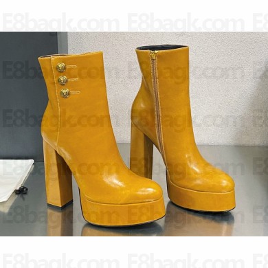 Balmain Heel 13.5cm platform 3.5cm Brune leather ankle boots Khaki 2023