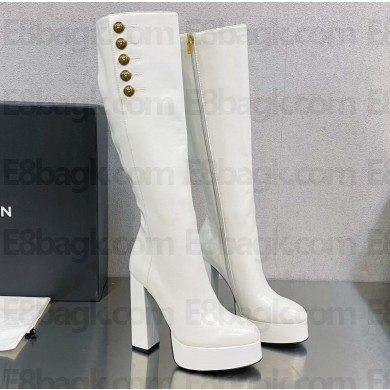 Balmain Heel 13.5cm platform 3.5cm Brune leather boots White 2023