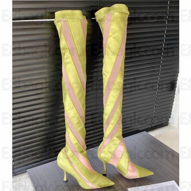 Jimmy Choo Heel 10.5cm NZ / Mugler Sheer Spiral Stretch Fabric Sock Over-The-Knee Boots 01 2023