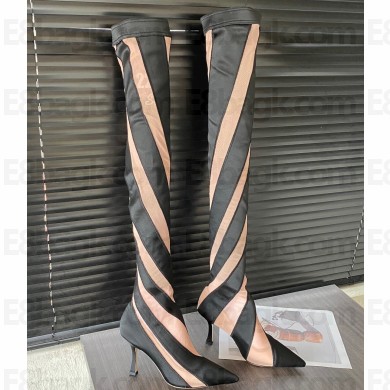 Jimmy Choo Heel 10.5cm NZ / Mugler Sheer Spiral Stretch Fabric Sock Over-The-Knee Boots 02 2023