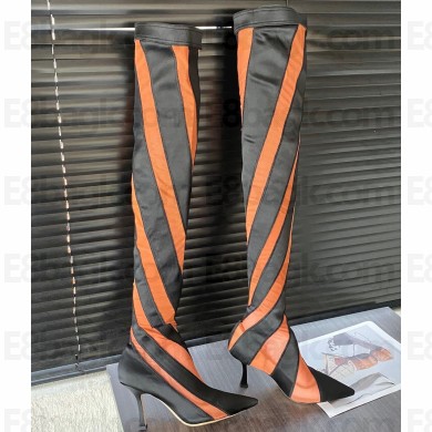 Jimmy Choo Heel 10.5cm NZ / Mugler Sheer Spiral Stretch Fabric Sock Over-The-Knee Boots 04 2023