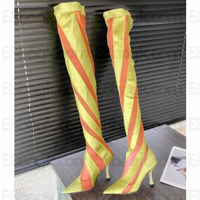 Jimmy Choo Heel 10.5cm NZ / Mugler Sheer Spiral Stretch Fabric Sock Over-The-Knee Boots 05 2023