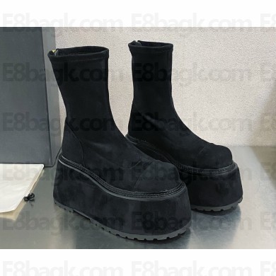 Balmain Leather platform 10cm boots Suede Black 2023