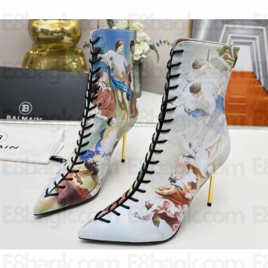 Balmain Heel 10.5cm Uria ankle boots in Sky print leather 2023