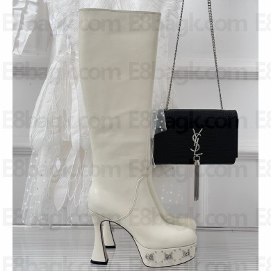 Gucci Heel 12cm platform 4cm boots with GG studs 750519 White 2023