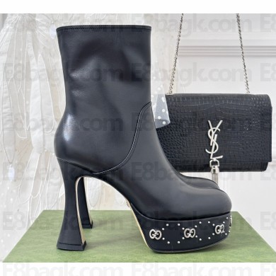 Gucci Heel 12cm platform 4cm boots with GG studs 740599 Black 2023