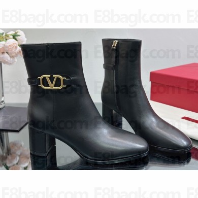 Valentino Vlogo Signature Calfskin Ankle Boots 75mm Black 2023