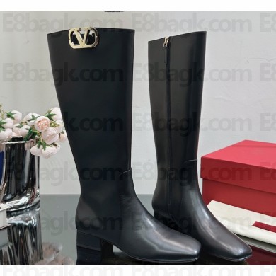 Valentino VLogo Type Calfskin Boots Black 2023