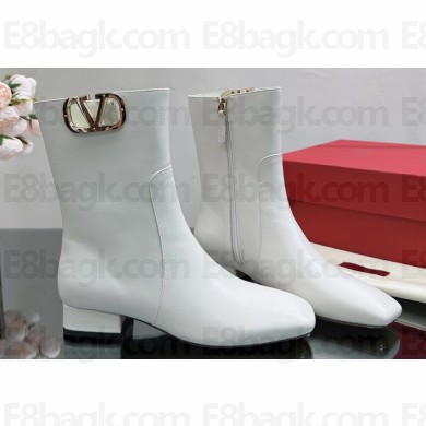 Valentino VLogo Type Calfskin Ankle Boots White 2023