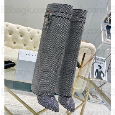 Givenchy Heel 9cm Shark Lock boots Silver with strass 2023