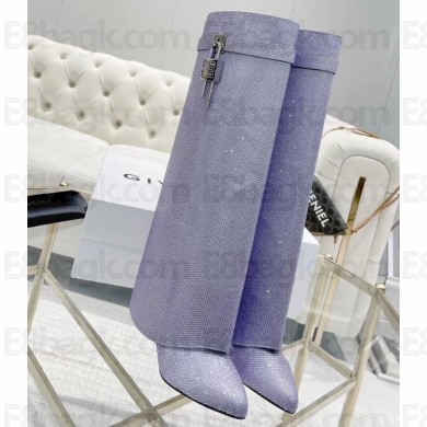 Givenchy Heel 9cm Shark Lock boots Lilac with strass 2023