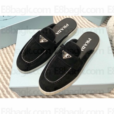 Prada Suede leather Women/Men sabots Black 2023