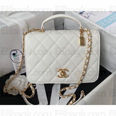 Chanel Small Flap Bag with Top Handle AS4286 White 2023