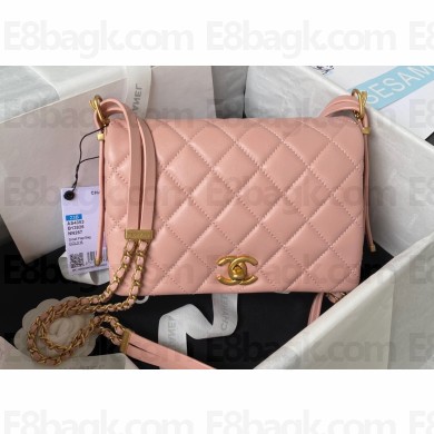 Chanel Lambskin & Gold-Tone Metal Small Flap Bag AS4353 Pink 2023